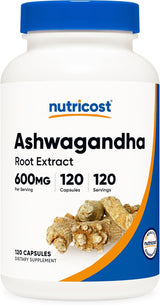 Suplemento de Ashwagandha 600 mg Vegetariano Sin OMG