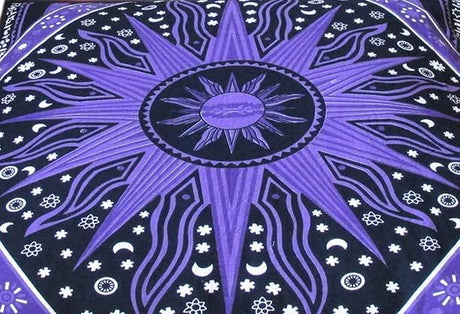 ICC Large Square Floor Pillow Cover Hippie Ottoman Pouf Cover Daybed Cotton Mandala Cushion Cover with Heavy Duty Zipper Seating Ottoman Poufs Dog-Pets Bed (Purple Burning Sun, 35&#34; Square)