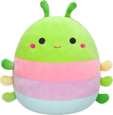 Peluche de Oruga verde de 14 pulgadas con rayas multicolor