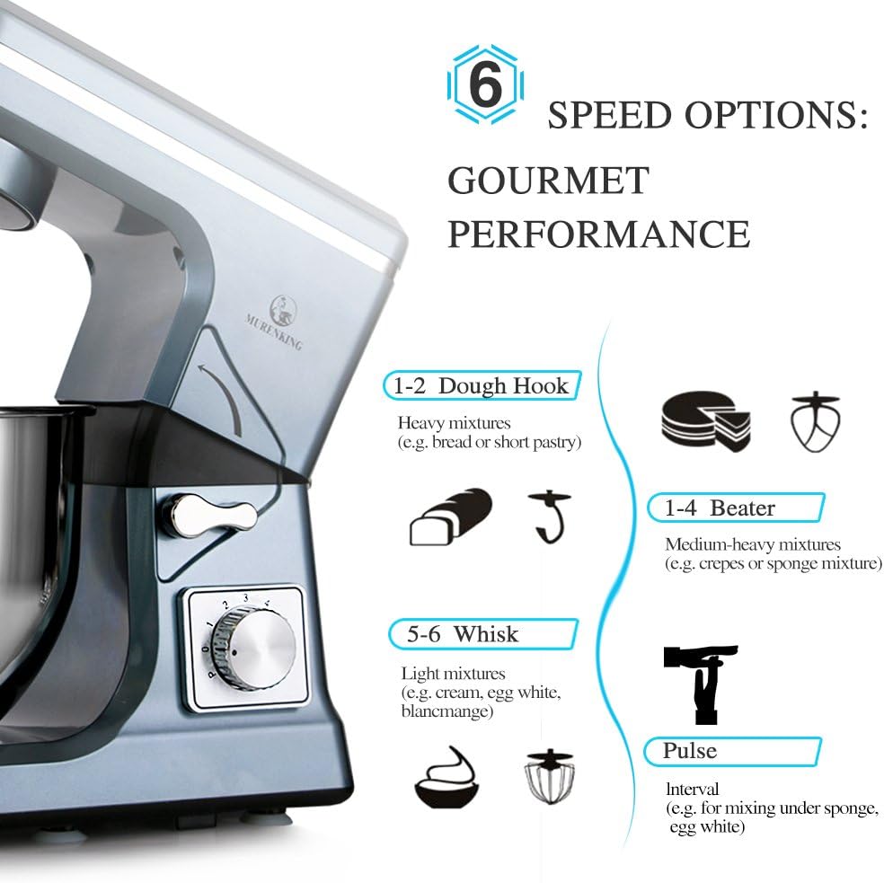 Batidora de pie 5.3Qt 500W 6+P MK36 - Mezcladora de cocina