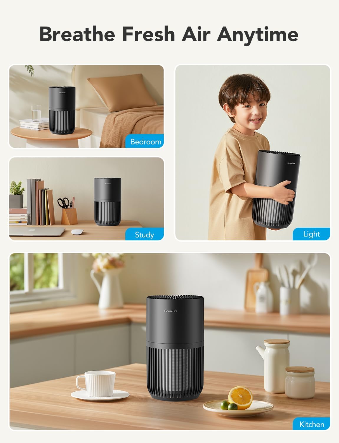 Purificador de Aire GoveeLife HEPA, Control Smart, Mini