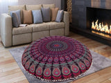 Funda bohemia para cojín, de 32 pulgadas, con diseño de mandala, para meditación, decorativa, otomana, grande, para exteriores, decoración del hogar, decoración de arte en el hogar, redonda, con pompones de algodón, cómoda