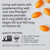 Suplemento D3 + K2, Sports Research, Vegano, 60 Softgels