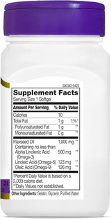 Aceite de Linaza 1000 mg 60 Gelatinas Blandas, 21st Century