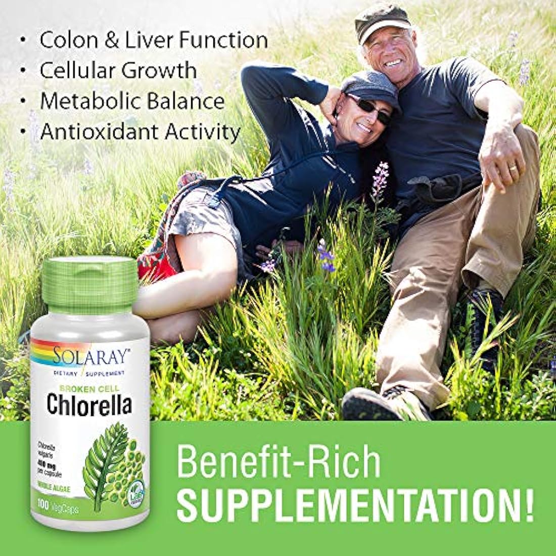 Solaray Chlorella Cápsulas 410 mg 100 Count