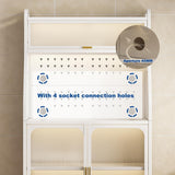 Estante de cocina para panadería con gabinete de puerta, soporte de microondas de 5 niveles