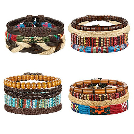 Pulseras de cuero tribales étnicas