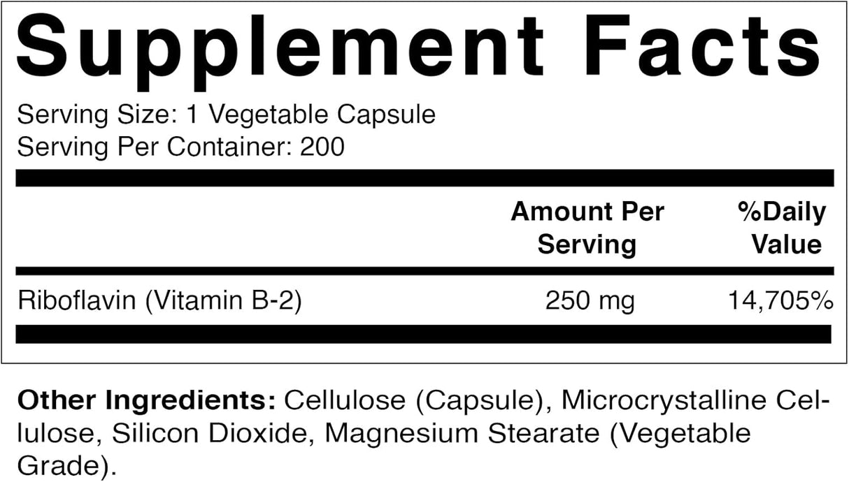 Vitamatic Vitamina B2 (Riboflavina) 250 mg 200 cápsulas