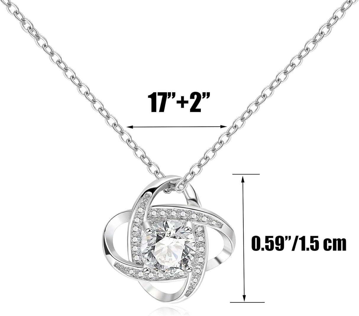 Collar de nudo de amor de circonita cúbica para mujer