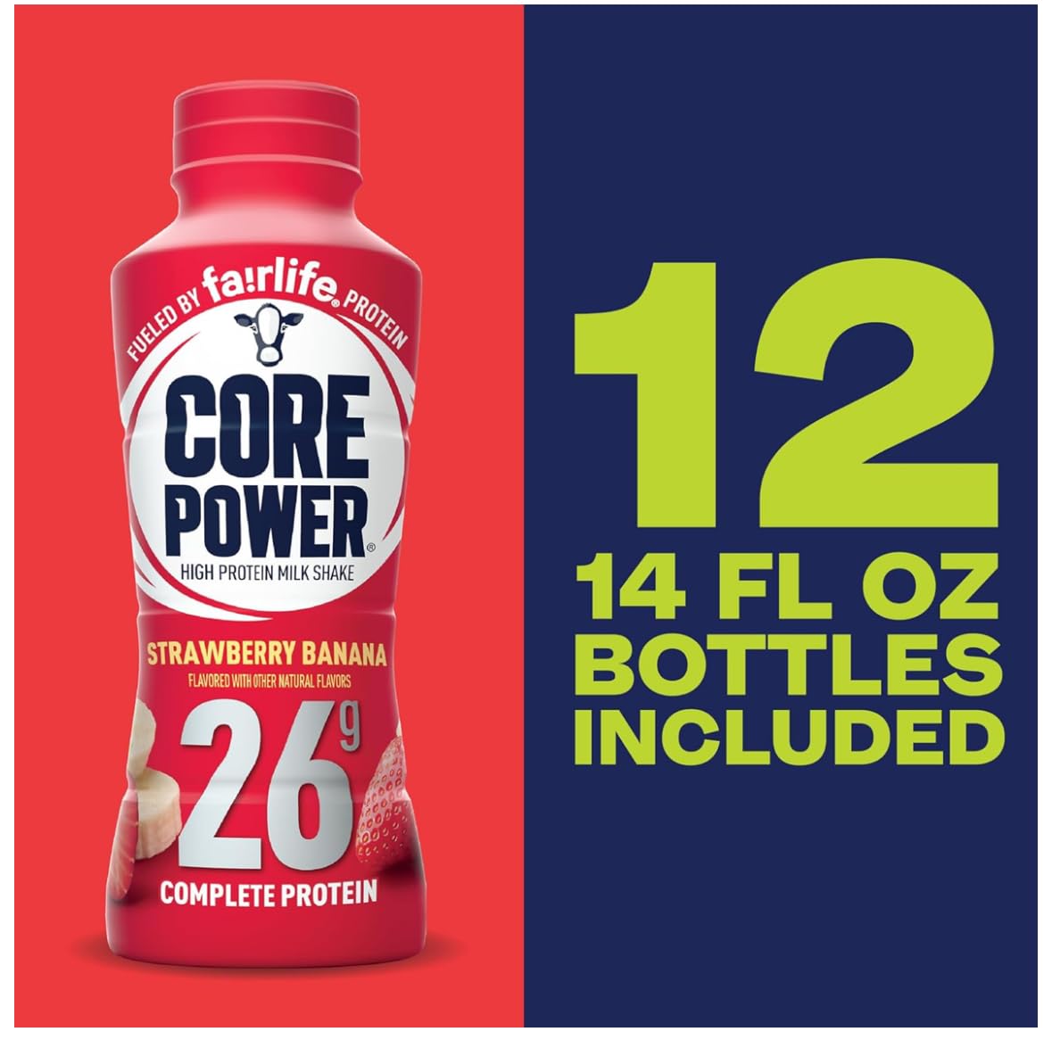 Core Power Batido de Proteínas 26 g, Fresa Banana, 8 Pack, 14 oz