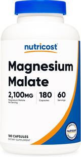 Nutricost Magnesio Malato 2100mg 180 Cápsulas Vegetarianas