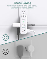 Protector de sobretensiones – Extensor de salida con enchufe giratorio y múltiple con 6 puertos USB de CA, 3 puertos USB (1 USB C), regleta de alimentación de 3 lados con cargador adaptador de pared