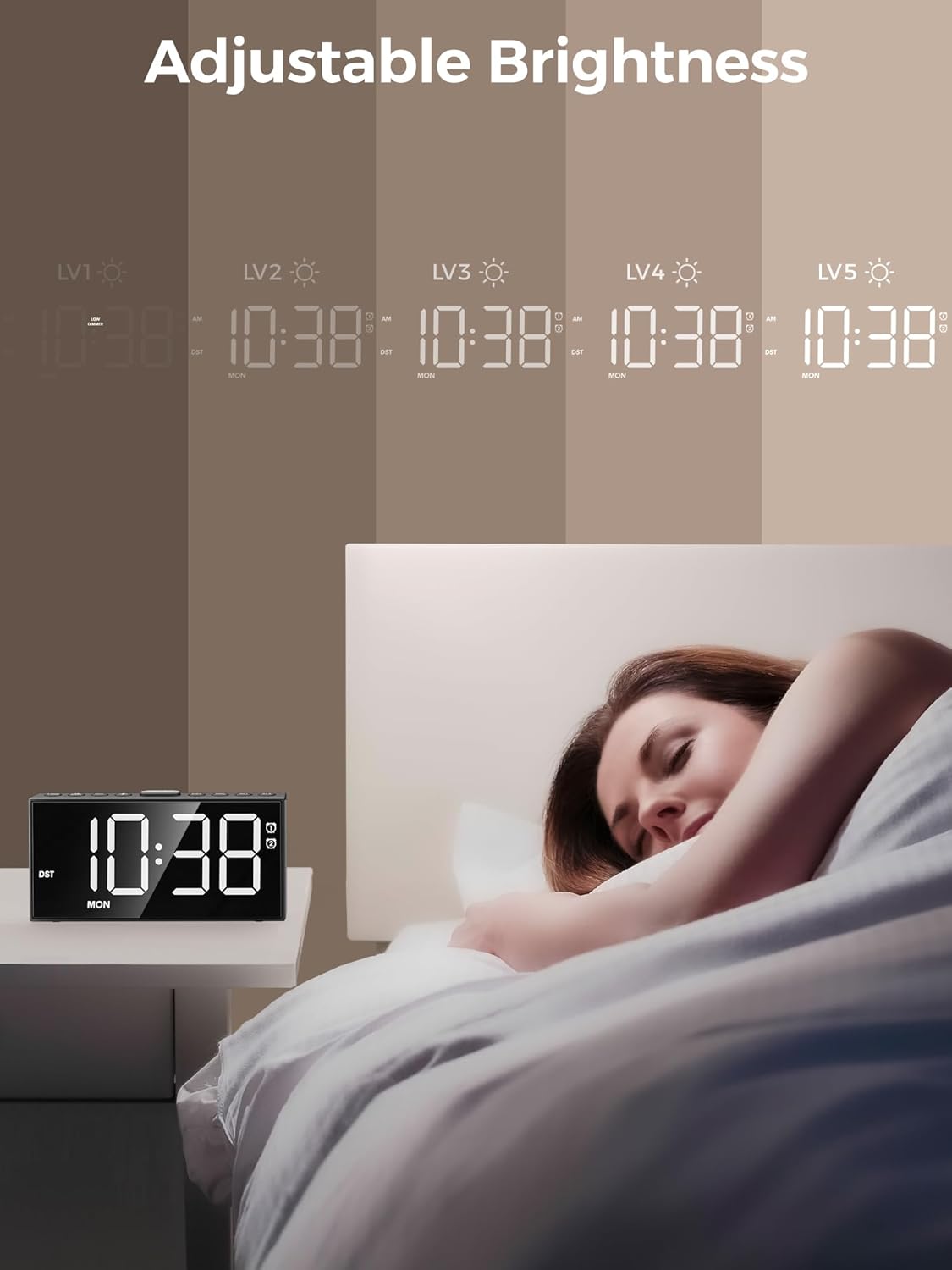 Reloj Despertador Digital con Números Grandes y 2 Alarmas