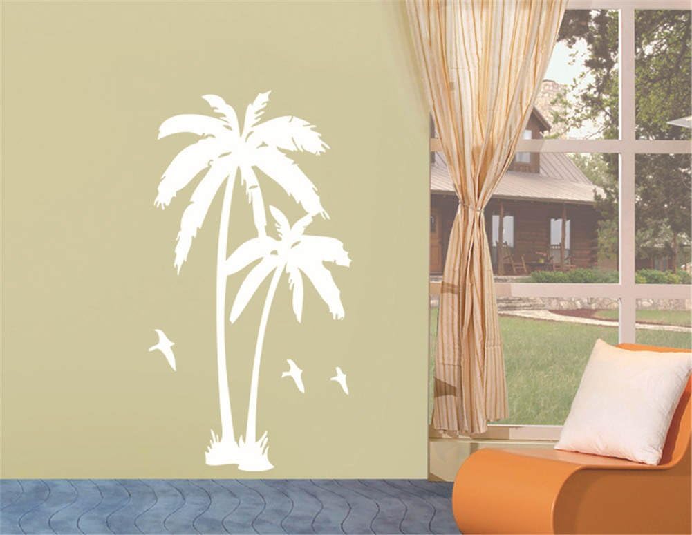 Vinilo Decorativo BIBITIME Palmera y Aves para Pared Modelo 2