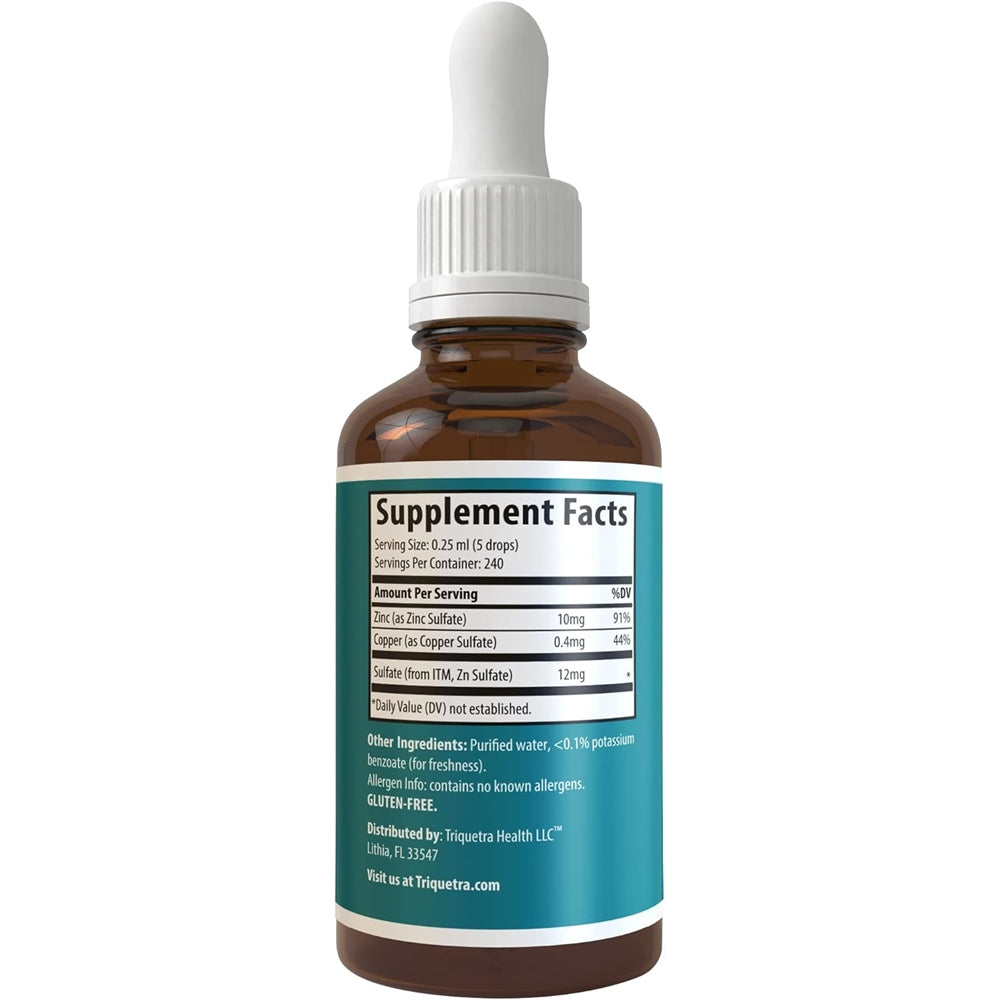 Suplementos líquido de cobre iónico Zinc Plus 240 porciones