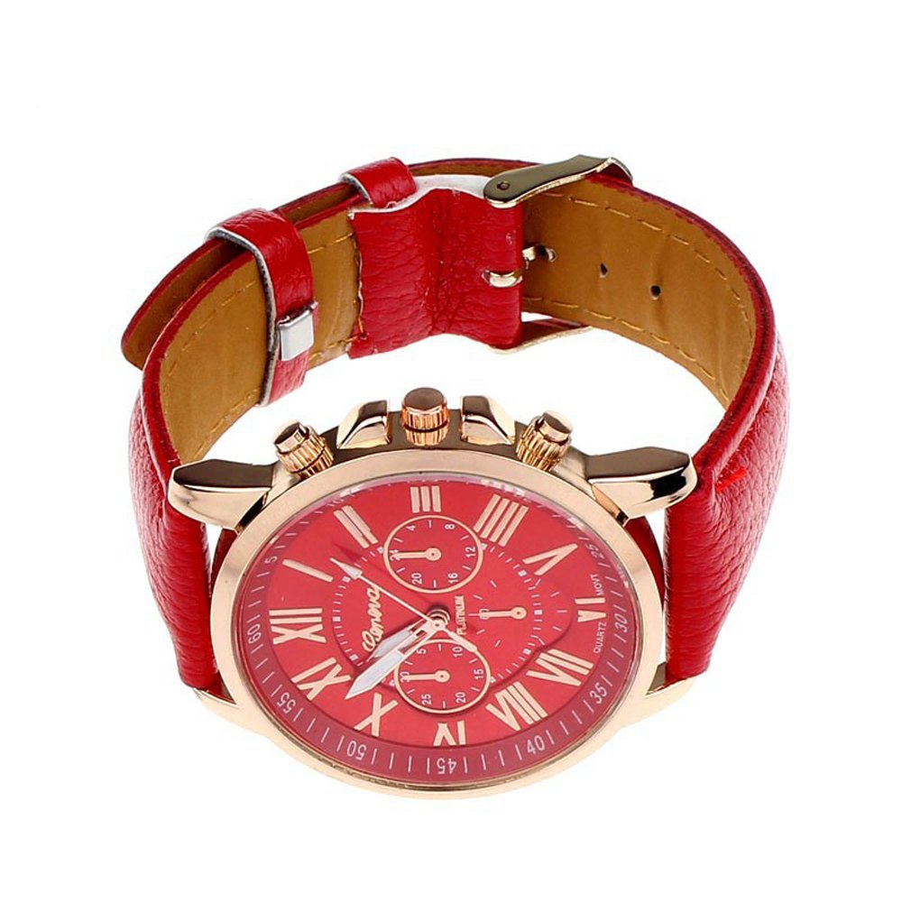 Reloj de pulsera de cuero PU de 10 números romanos