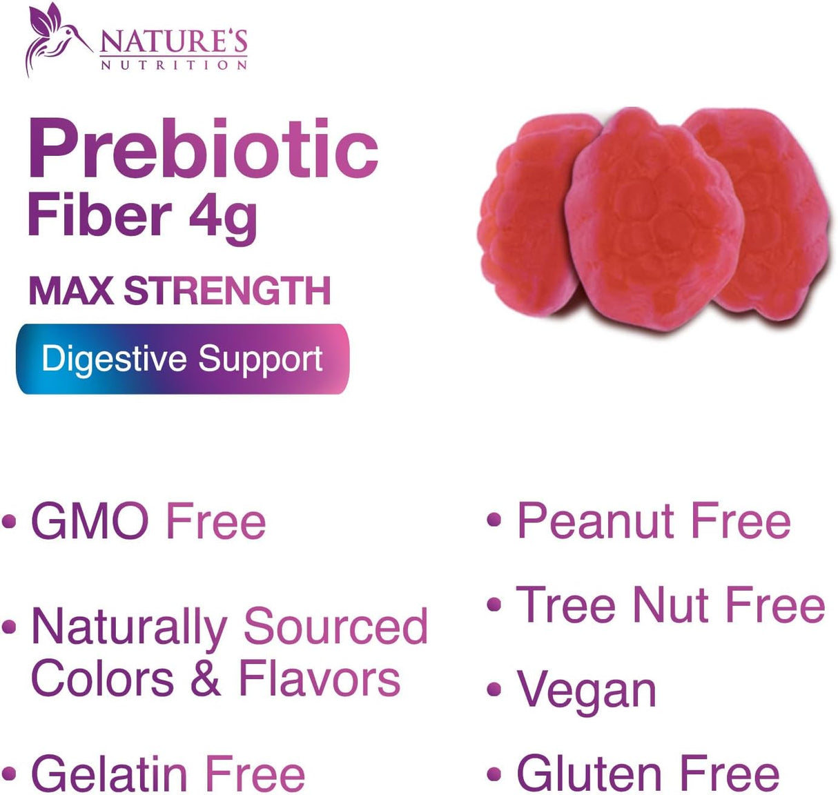 Suplemento Nutrition gomita prebiótica de fibra de 0.14 oz