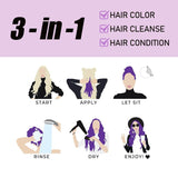 Champú de tinte para el cabello morado 3 en 1