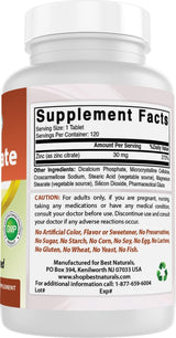 Suplemento de Zinc 30mg Best Naturals Zinc Citrato, Inmunidad, 120 Tablas x 3