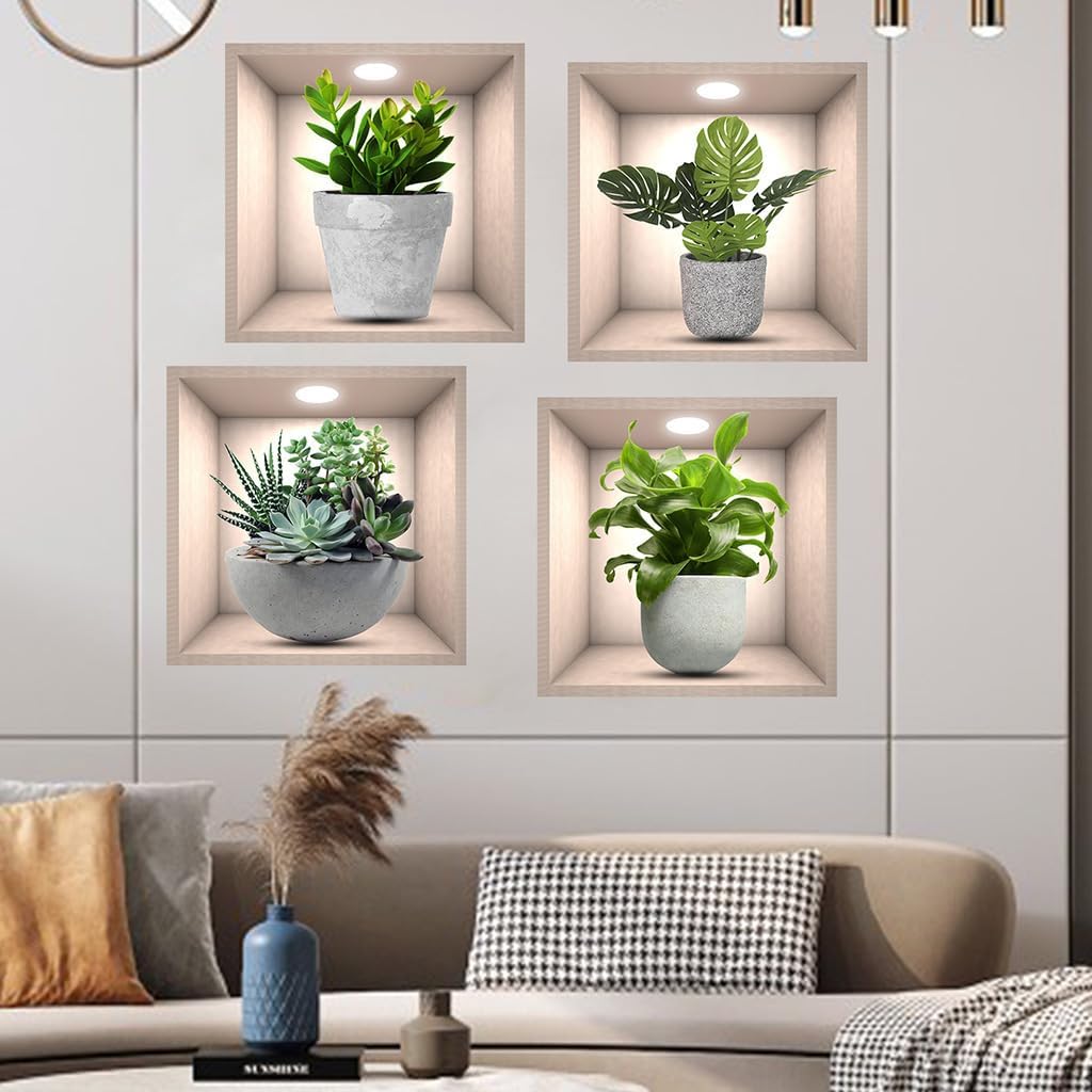 Pegatinas de Plantas 3D Vivas, Decoración Botanical, Modelo X