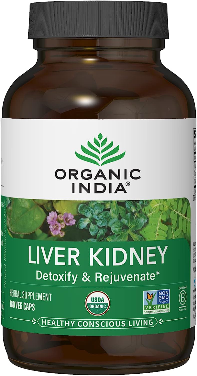 Suplemento ORGANIC INDIA herbario de riñón hepático 180 cáp