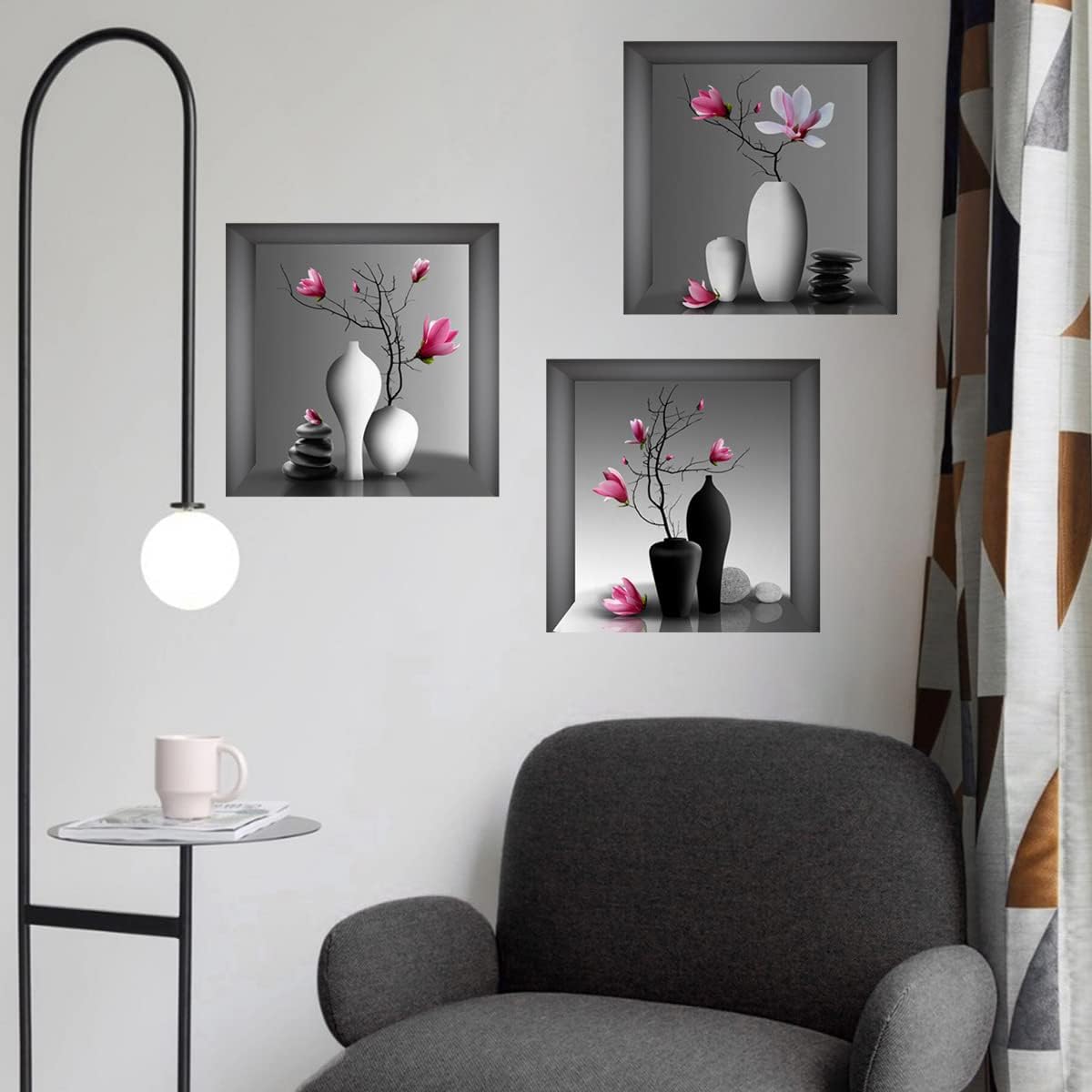 Stickers 3D Jarrón Orquídea, Decoración Pared, Modelo VASE ORCHID