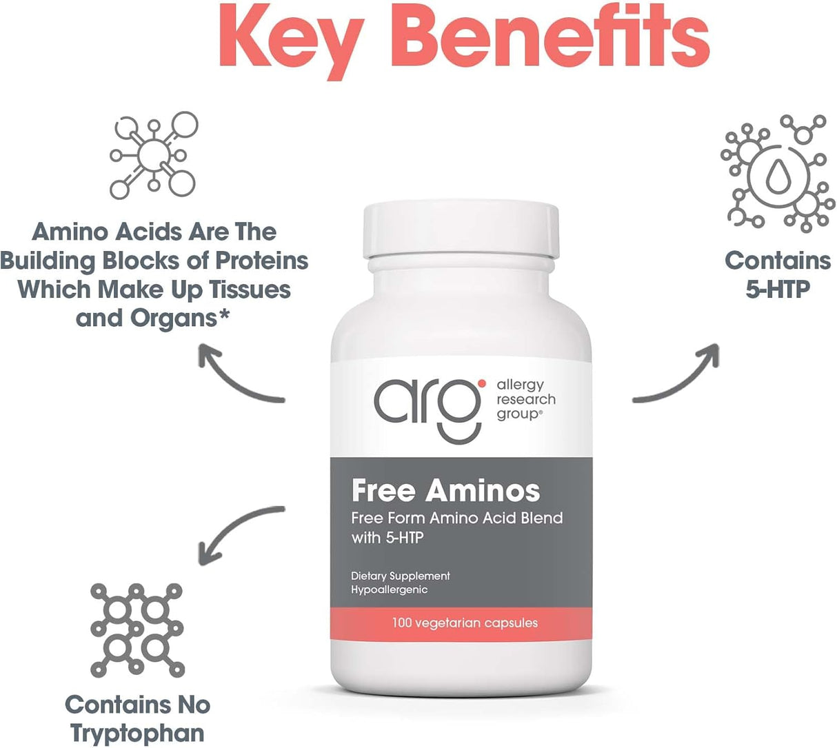 Suplemento de Aminoácidos Libres Allergy Research Group 100 Caps