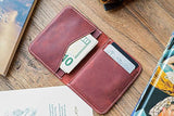 Cartera de piel auténtica de grano completo bolsillo frontal