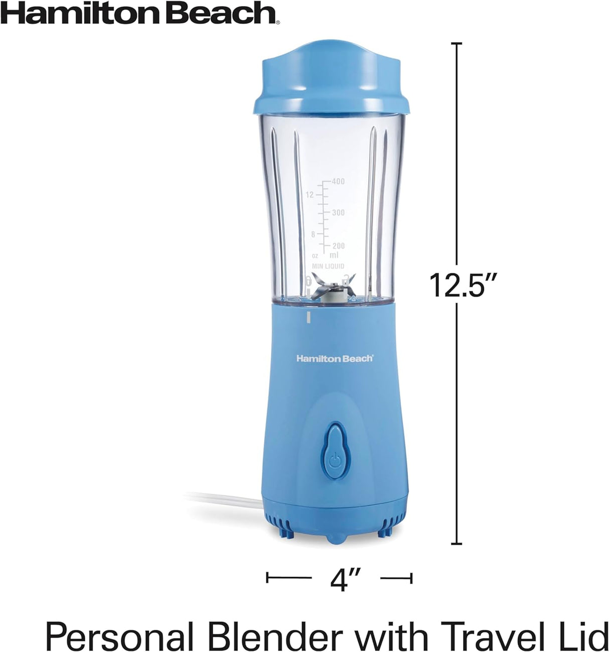 Licuadora portátil Hamilton Beach, 14 oz, acero inoxidable, 51172