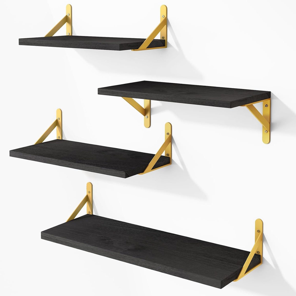 Estanterías Flotantes YGEOMER, Juego de 4 para Pared, Madera