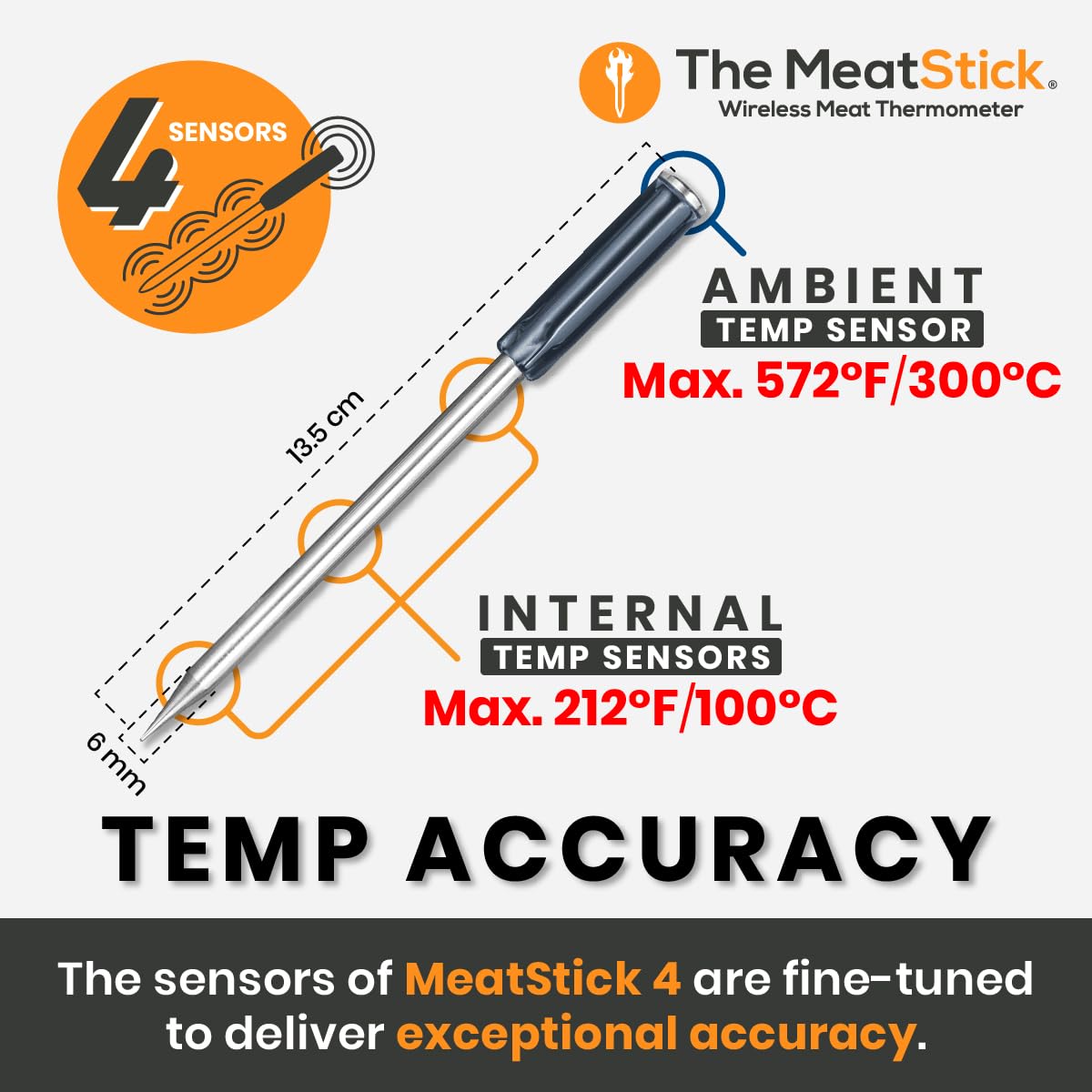 Termómetro de carne MeatStick 4 WiFi | Inalámbrico y Cuádruple