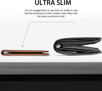 Billetera Slim GSOIAX para Hombre Cuero Minimalista RFID Bifold