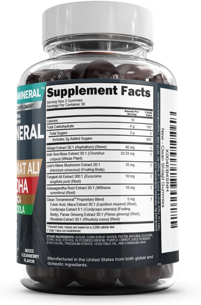 Gomitas de Shilajit con Musgo de Irlanda Clean Nutra (1)