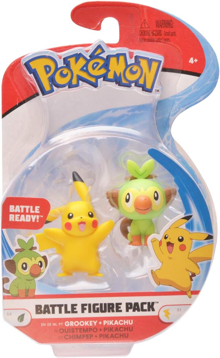 Figuras de Acción Pokémon - Pikachu y Grookey 2 Pulgadas