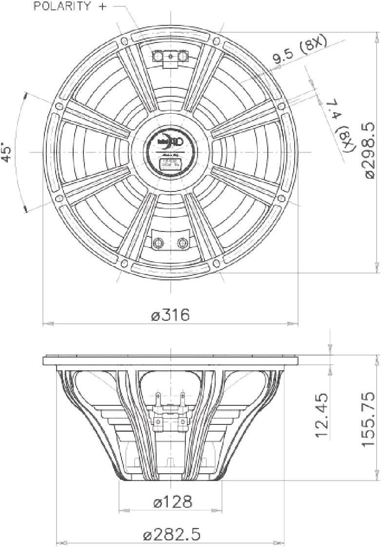 Altavoz Woofer 12 600W RMS 1200W Max 8 Ohm 12FH520-8