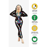 Disfraz de esqueleto de Halloween para mujer talla M