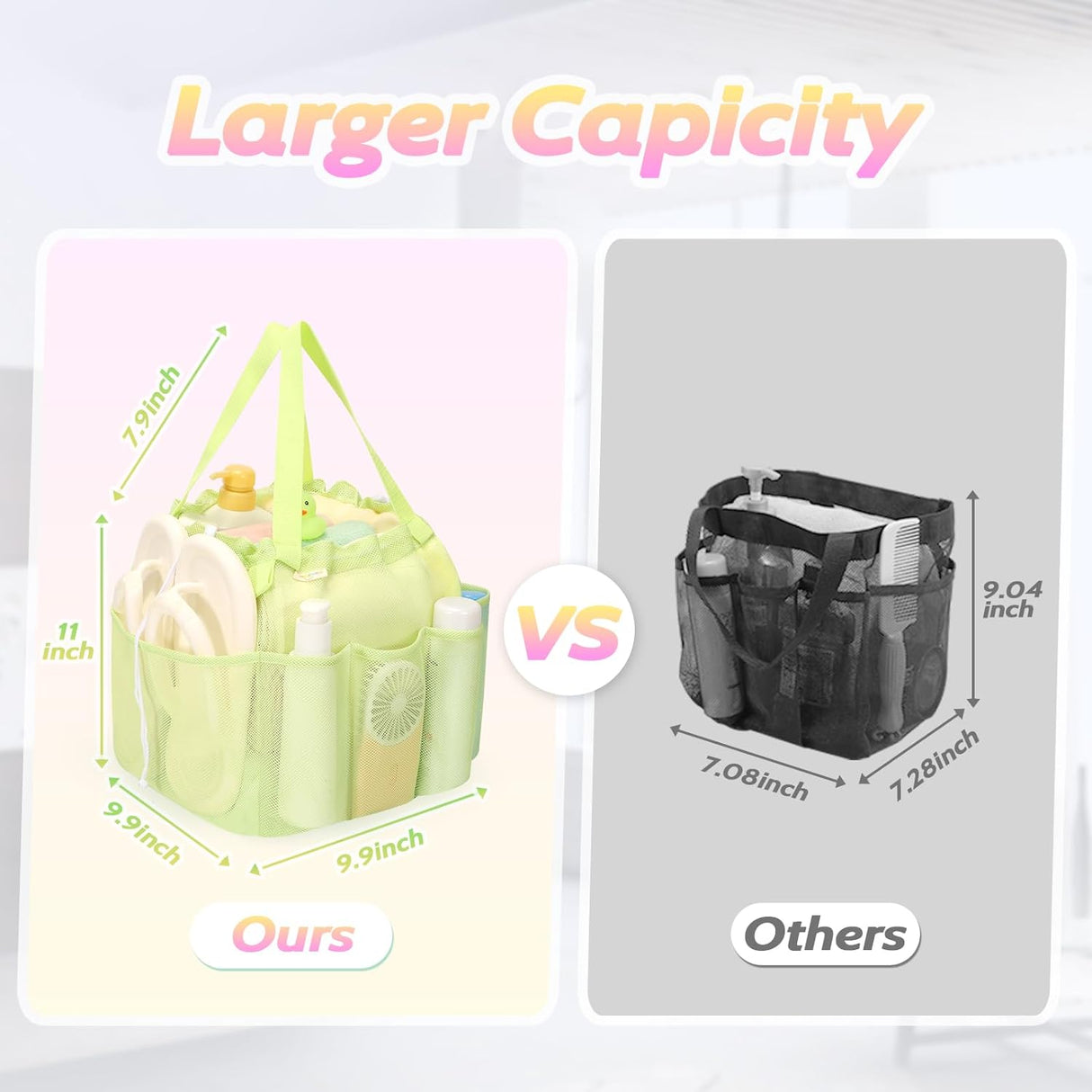 Portable Mesh Shower Caddy with Drawstring for Dorm & Travel