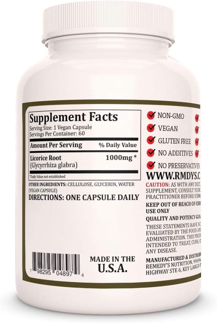 Extracto de raíz de regaliz 1,000 mg | Remedy's Nutrition