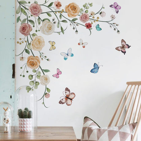 Vinilos Decorativos Flores y Mariposas Runtoo para Pared