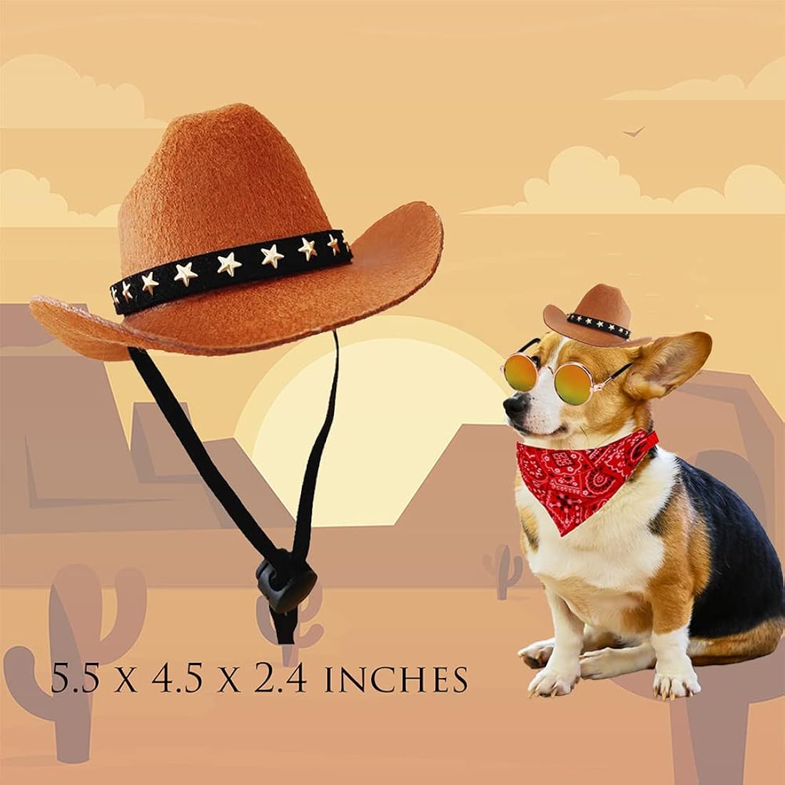 Disfraces  de vaquero de 3 piezas para mascotas talla única