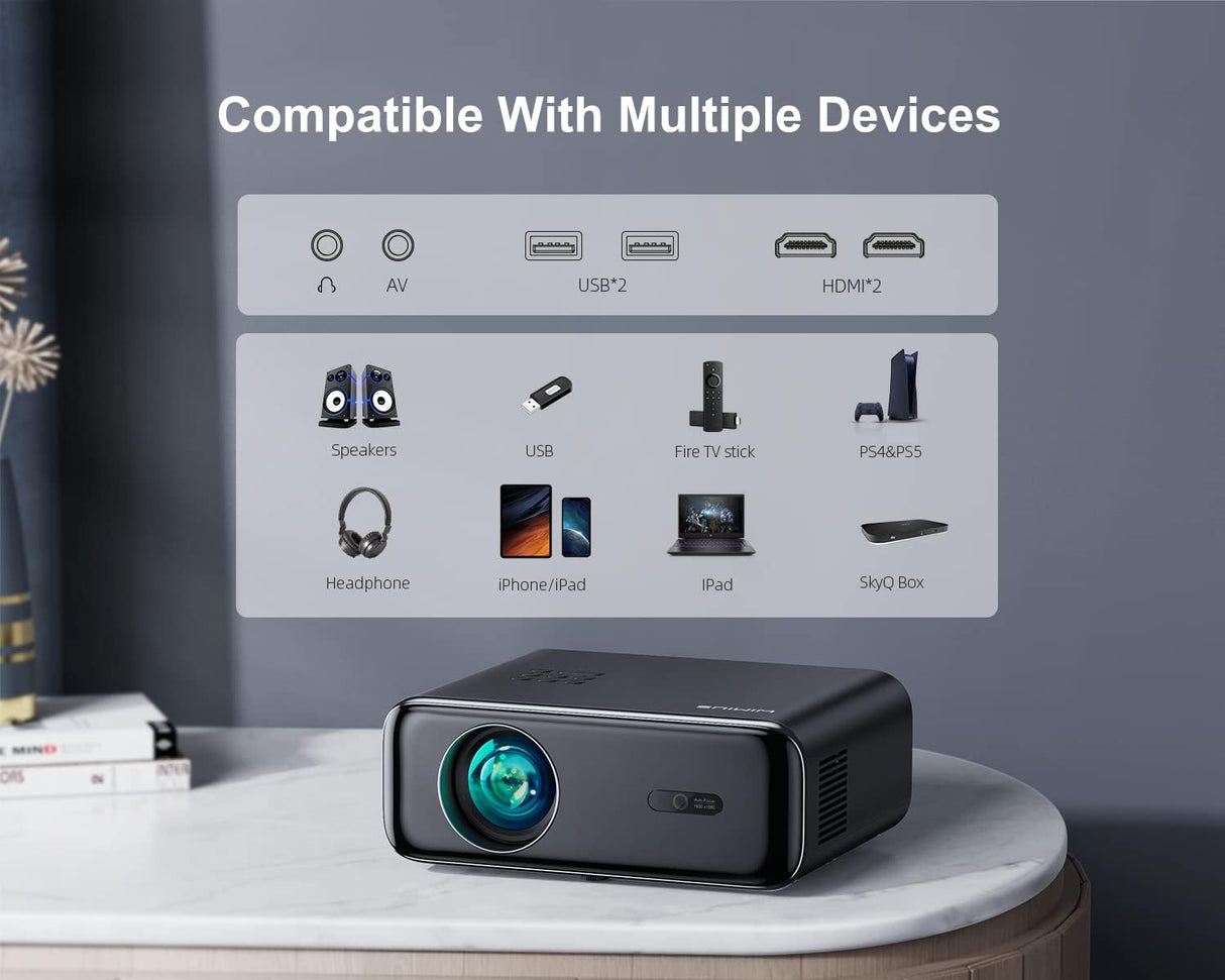 Proyector 4K con WiFi 6 y Bluetooth 5.2 P62 WiMiUS