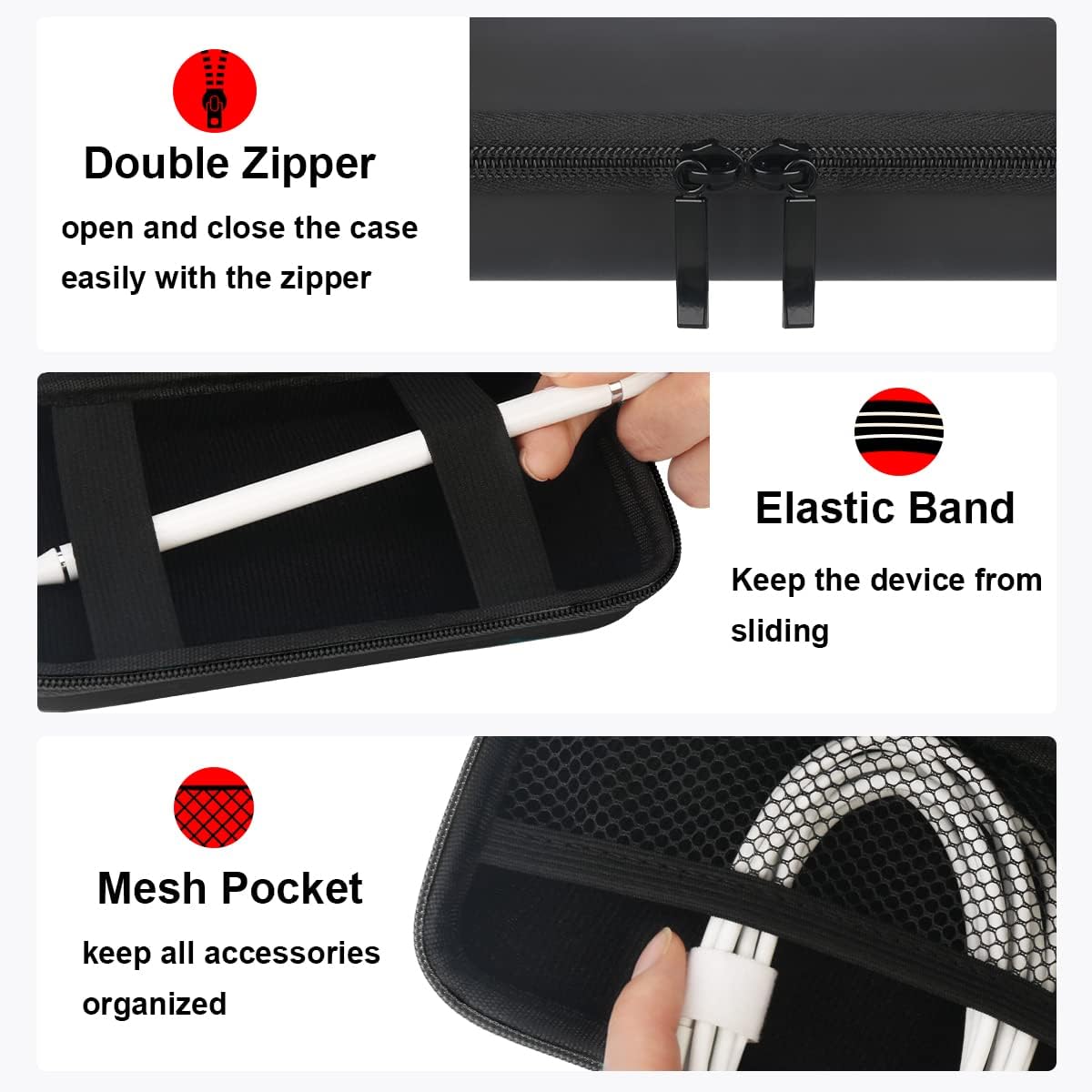 Elonbo Estuche rígido de viaje para Anker 622/633 / 521 batería magnética (MagGo), cargador portátil inalámbrico plegable magnético de almacenamiento de banco de energía, bolsillo de malla adicional para cable de carga, color negro