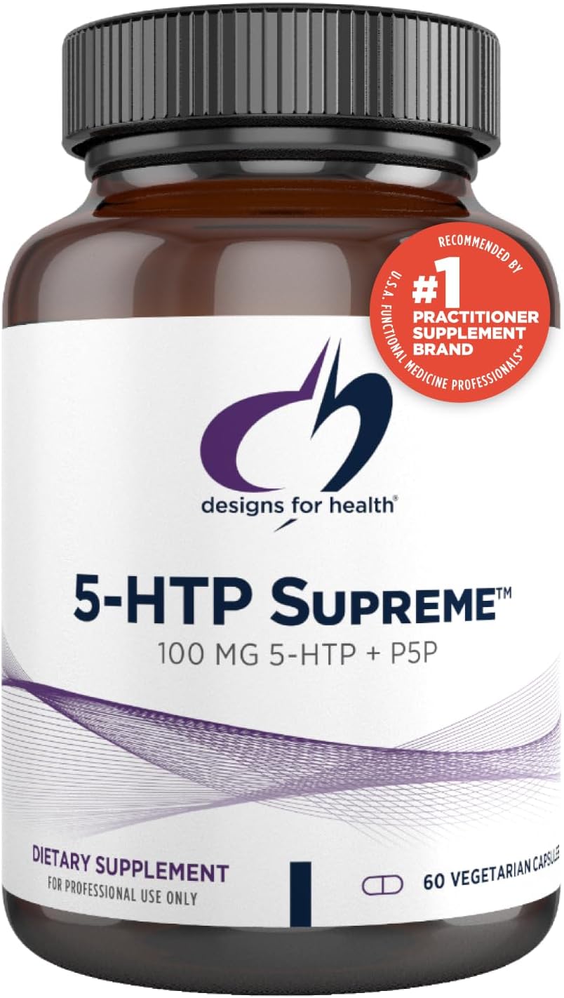 Suplemento 5-HTP 100mg + B6, Designs for Health, 60 cápsulas
