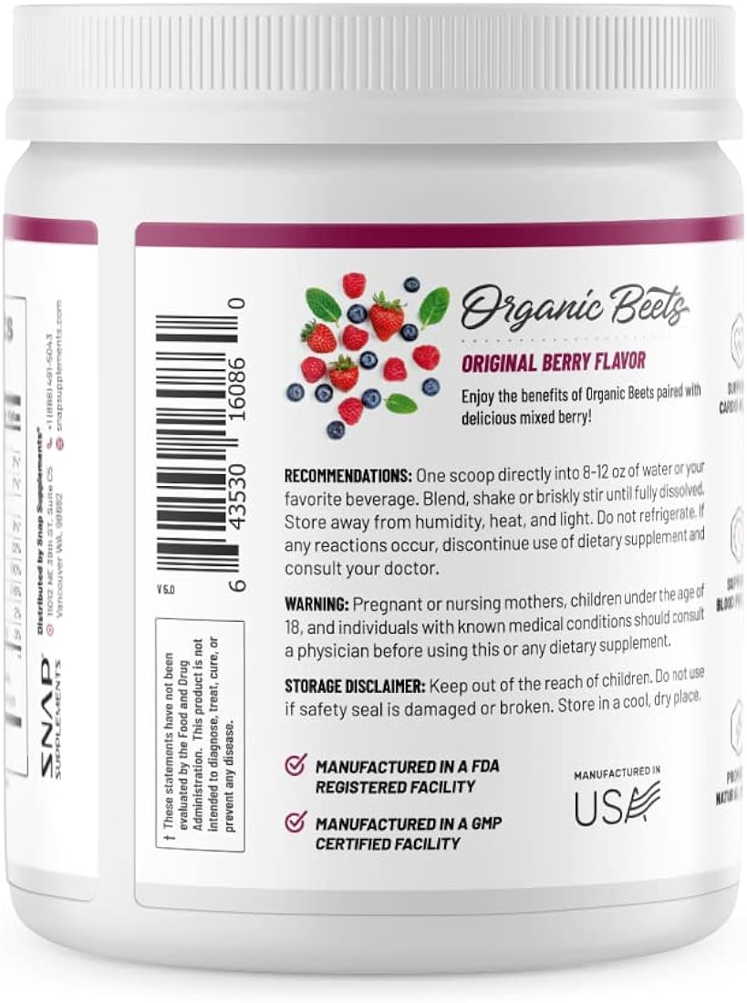 Suplementos Polvo de raíz de remolacha orgánico 12 onzas