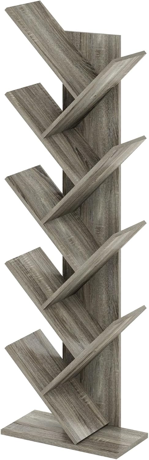 Estantería estilo árbol, 9 niveles, madera de roble francés