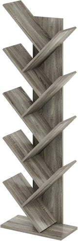Estantería estilo árbol, 9 niveles, madera de roble francés