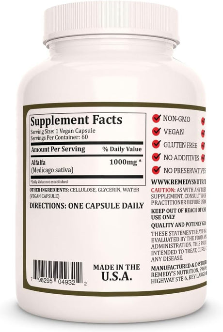 Suplemento de hierbas Extracto de alfalfa en polvo 1,000 mg