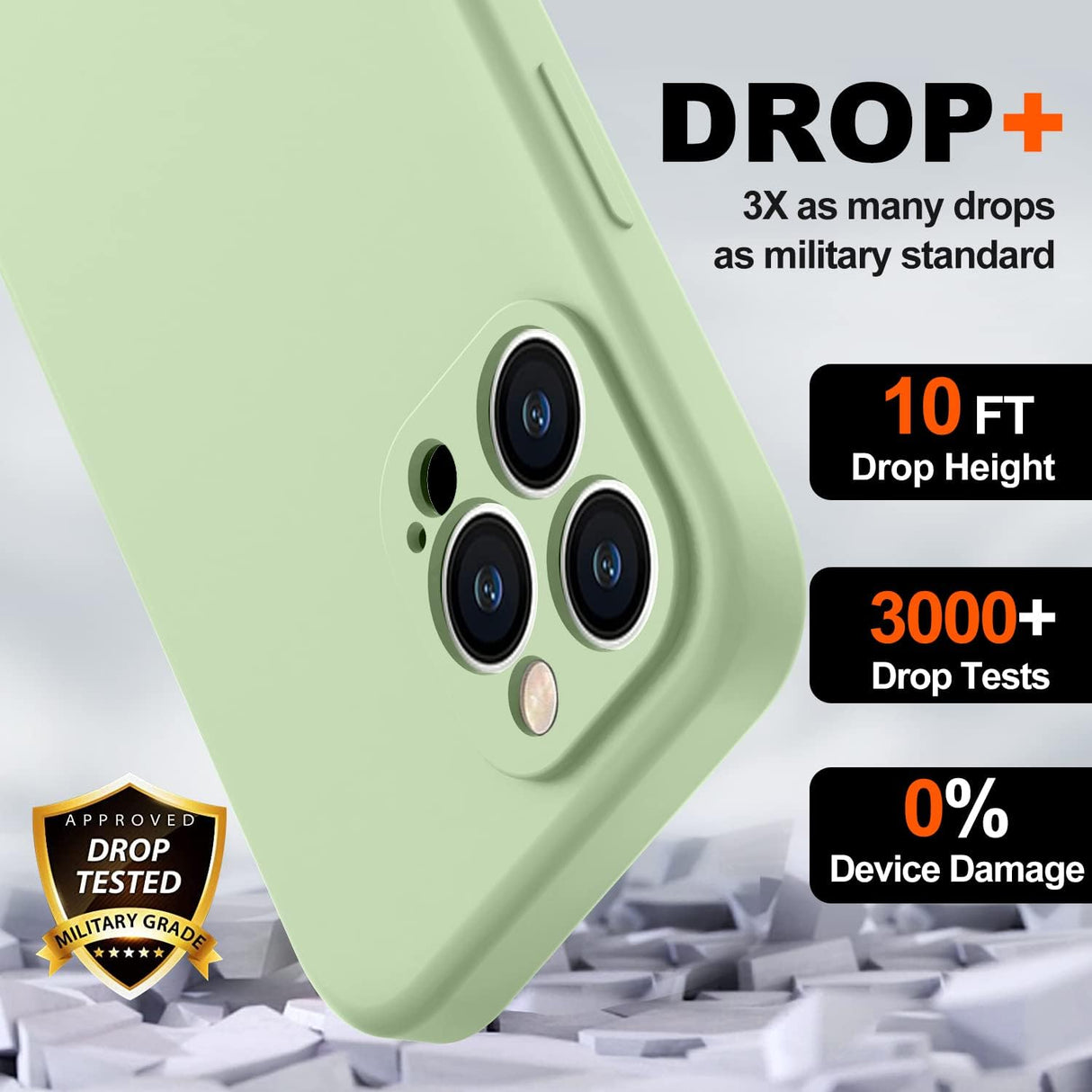 BossKiss Funda compatible con iPhone 13 Pro Max, funda de silicona líquida de alta calidad [tacto aterciopelado] [2 protectores de pantalla de vidrio templado 9H], funda de kit de protección completa a prueba de golpes, color matcha