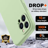 BossKiss Funda compatible con iPhone 13 Pro Max, funda de silicona líquida de alta calidad [tacto aterciopelado] [2 protectores de pantalla de vidrio templado 9H], funda de kit de protección completa a prueba de golpes, color matcha