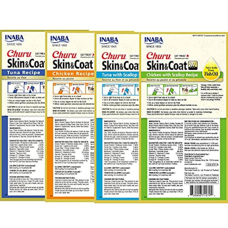 Alimento Churu Skin & Coat Natural  4 sabores 16 tubos